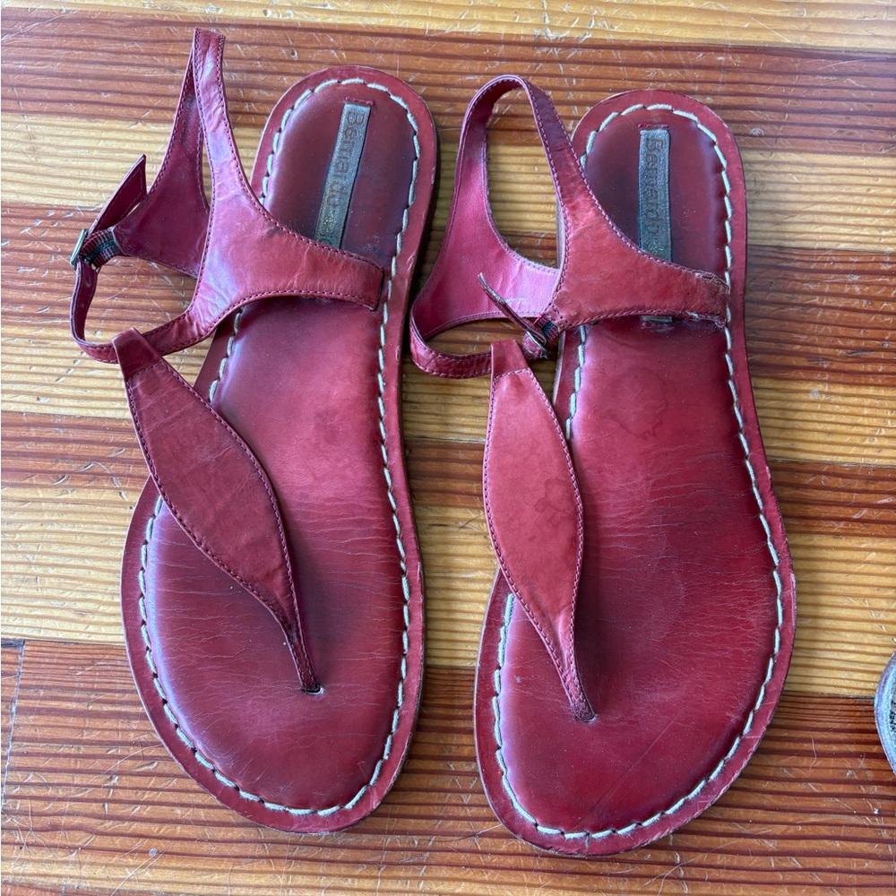 Bernardo Burgundy Leather Sandals